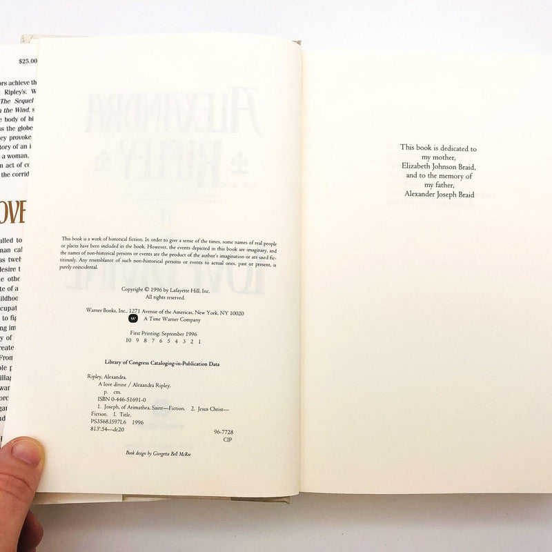 A Love Divine Hardcover Alexandra Ripley 1996 Jesus Christ Love Story Religious 9