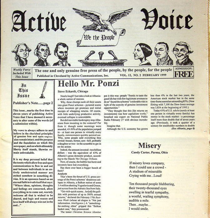 The Weekly Farce 1999 Vol 12 No. 2 Satirical Cleveland Newspaper Tellatubbies