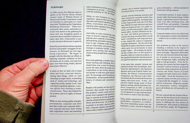 Citizins Over Corporations Zine 1999 2nd Printing History of Democracy in Ohio