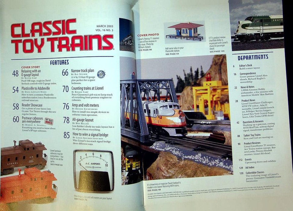 Classic Toy Trains Magazine March 2003 Vol 16 No 3 Narrow-space Track Plan