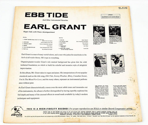 Earl Grant Ebb Tide And Other Instrumental Favorites Record LP Decca 1961 2