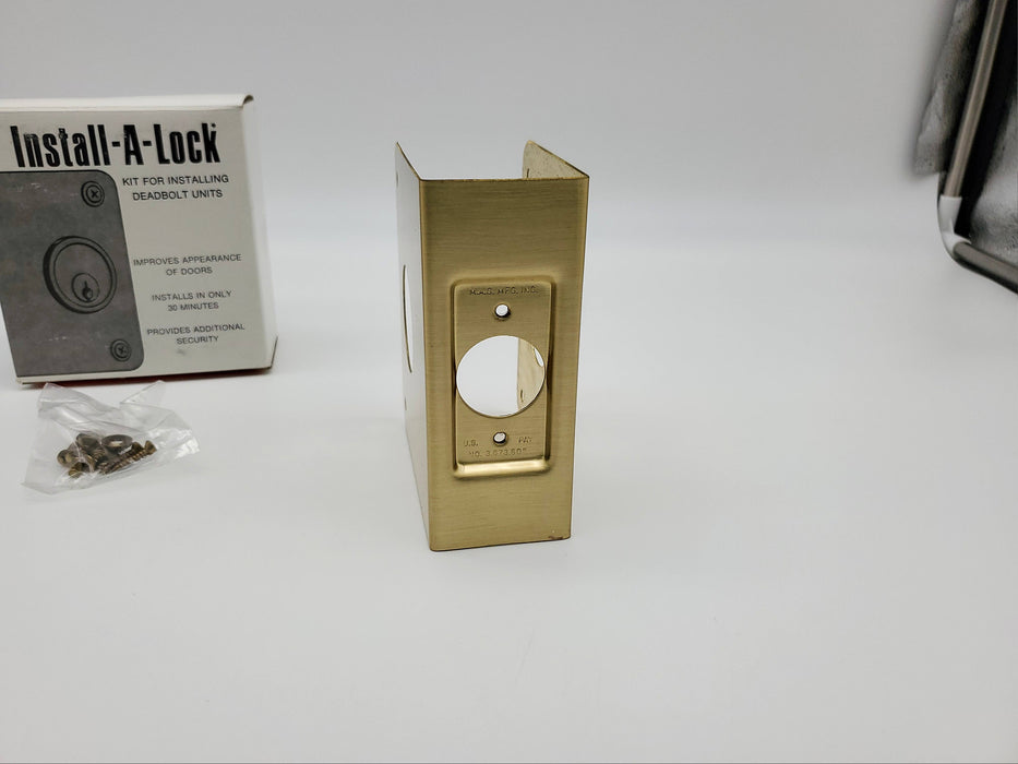 MAG Install A Lock Door Reinforcer Satin Brass 6-B 1-3/4" DR 2-3/8" BS NOS