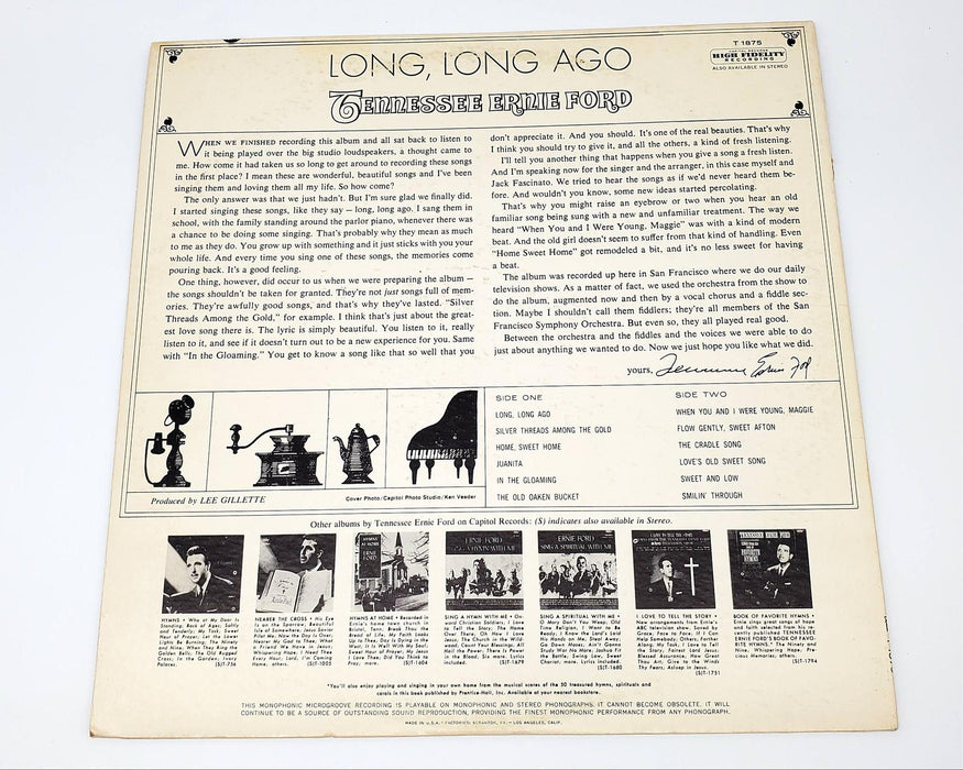 Tennessee Ernie Ford Long, Long Ago LP Record Capitol Records 1963 T 1875 2