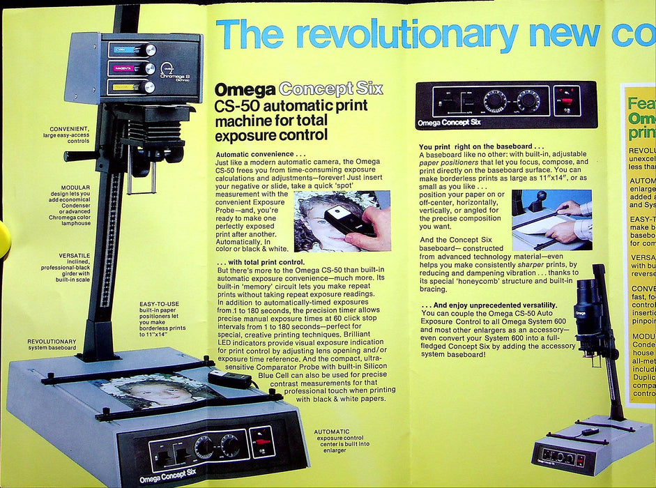 1978 Omega System 600 Compact Enlargers Brochure Concept Six CS-50 Print Machine