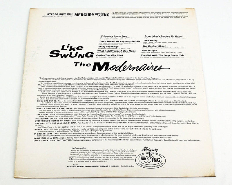 The Modernaires Like Swung 33 RPM LP Record Mercury Wing 1962 2
