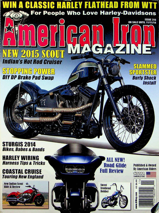 American Iron Motorcycle Magazine Nov # 316 2014 Slammed Sportster Burly Shock