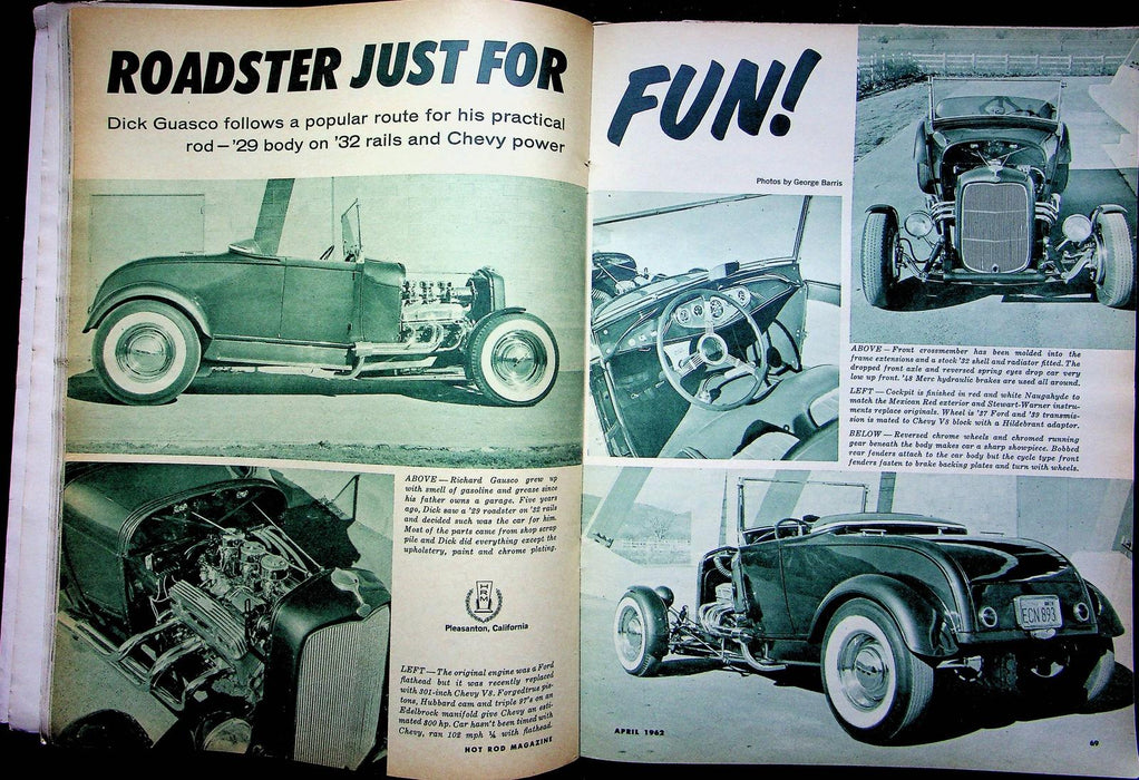 Hot Rod Magazine April 1962 New Yorks Draggin Fire Wagons Roadsters in ROTO