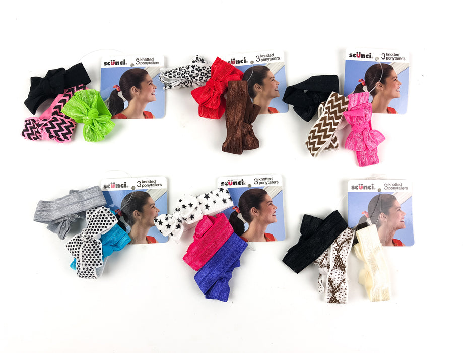 18ct Scunci Hair Ties Knotted Ponytailers Ponytail Holders Bows Ribbons Stars