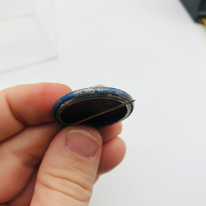 Vintage Gates For Commander Button 1" Bastian Bros Blue Gold Metal