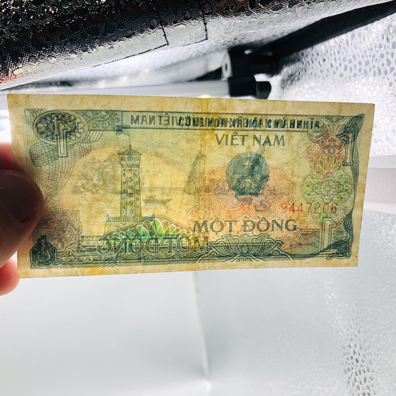 1985 Vietnam 1 Mot Dong Banknote Bank Note AT 9447206 Building Boats Viet Nam