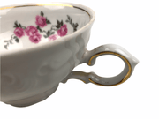 Winterling Pink Roses Tea Cup Bavaria Germany Vintage White Gold Accents 10