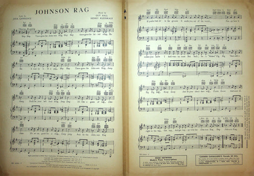 Sheet Music Johnson Rag Jack Lawrence Guy Hall 1945 Ragtime Piano Miller Music 2