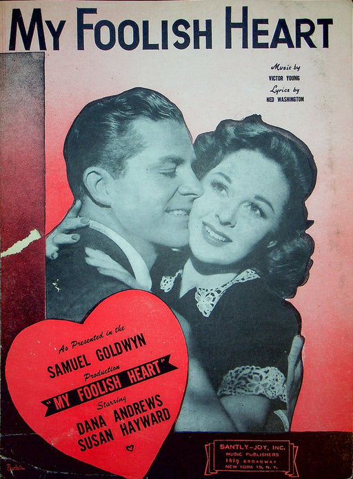 Sheet Music My Foolish Heart Musical Dana Andrews Susan Hayward Victor Young 1