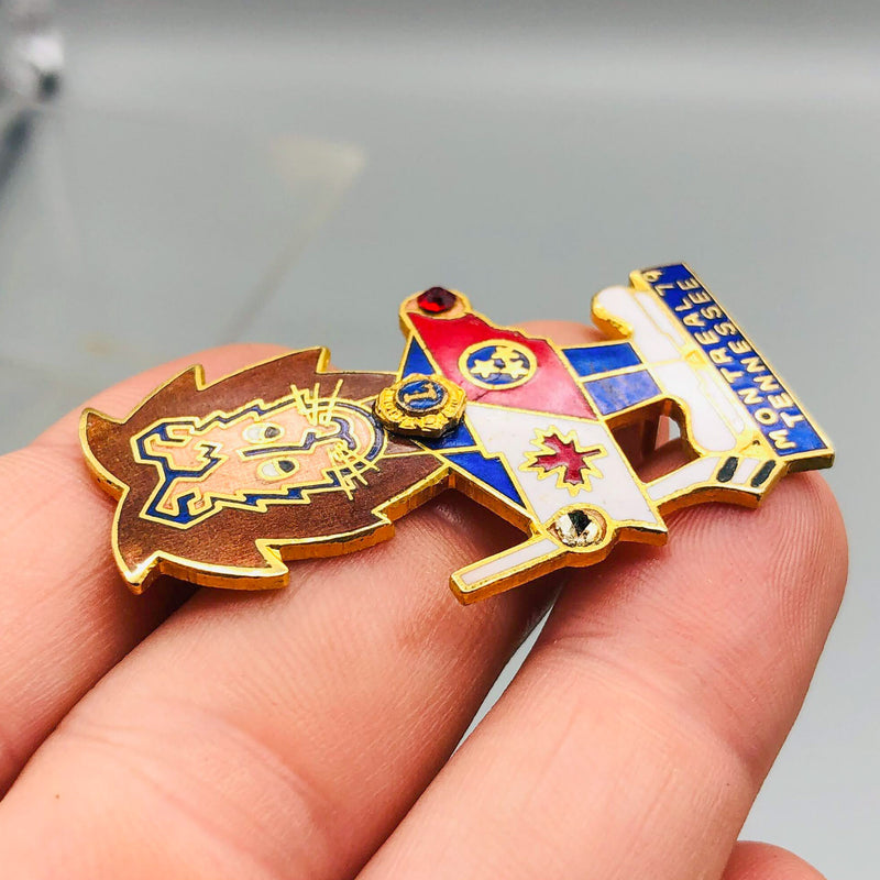 Vintage Lions Club Lapel Pin Pinback Montreal Tennessee Canada Hockey Podium