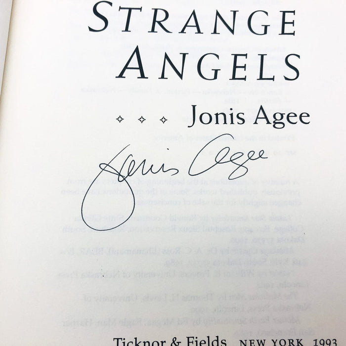 Strange Angels HC Jonis Agee 1993 Nebraska Sandhills Romance 1st Edition Signed 8