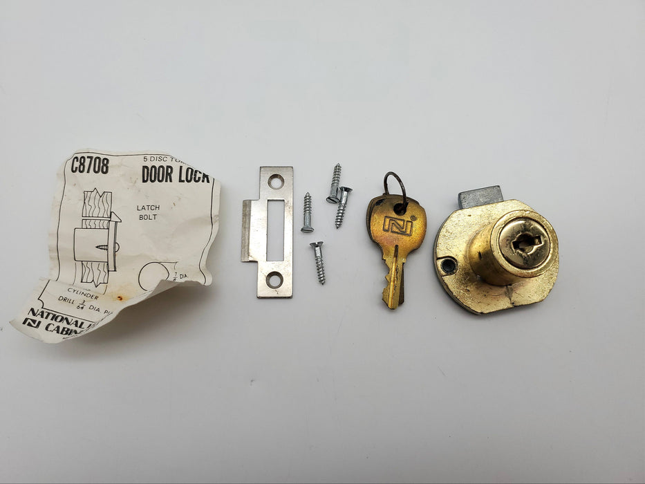 National C8708 Drawer Lock 15/16"L x 7/8"D Cylinder Brass Keyed Alike USA Made