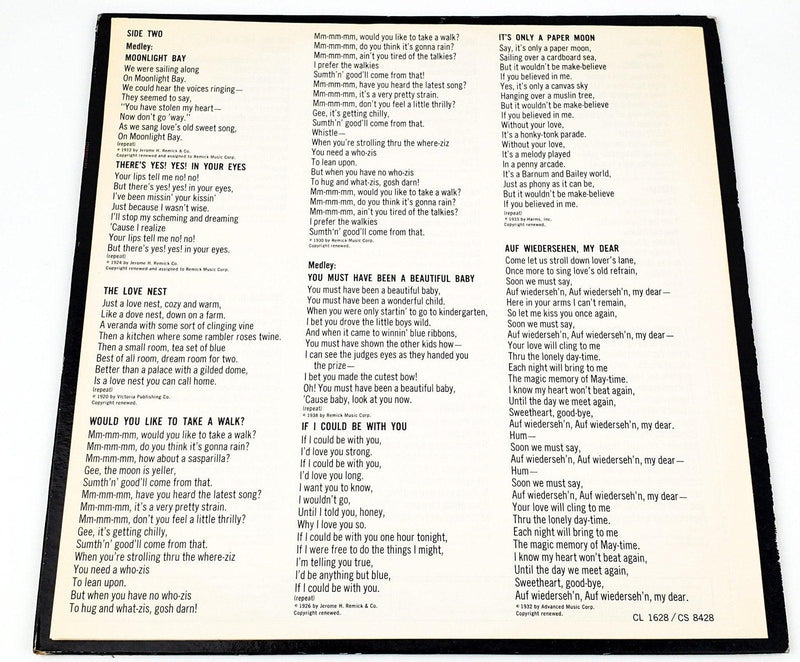 Mitch Miller TV Sing Along With Mitch Record LP CL 1628 Columbia 1961 7