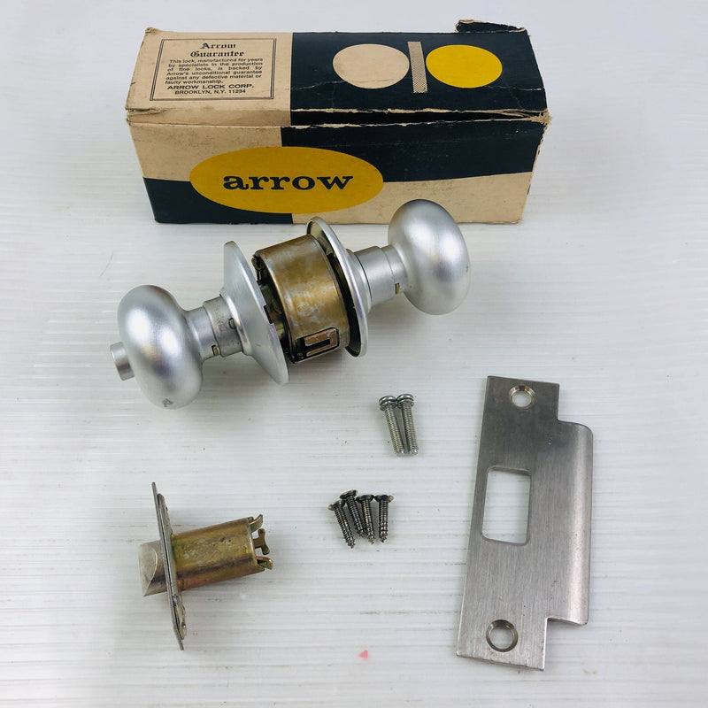 Arrow 157 Bedroom Door Knob Privacy Lockset Tudor Aluminum 2-3/8 ASA Missing 2