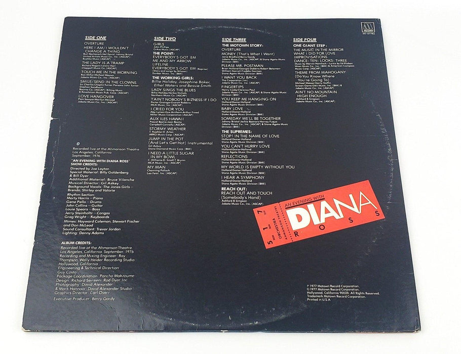 Diana Ross An Evening With Diana Ross Record 33 RPM Double LP Motown 1977 2