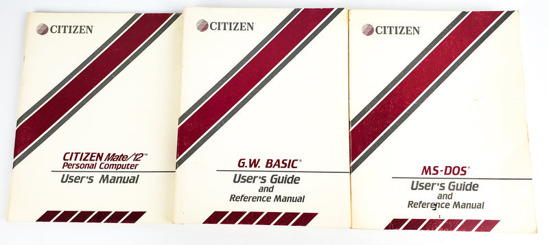 CITIZEN Mate/12 Personal Computer User Manual, GW Basic Guide & MS-DOS Guide