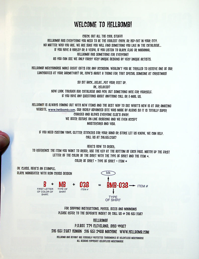 Hellbomb Apparel Catalog T-Shirts, Hats, Bags & More Cleveland, Ohio