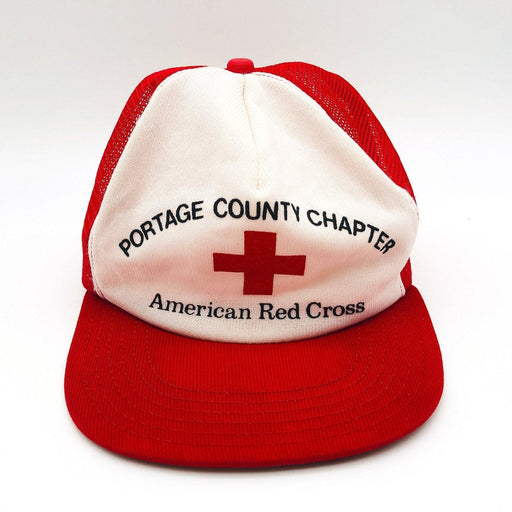 Vintage American Red Cross ARC Trucker Hat Cap Mesh Snapback Portage County Ohio 1