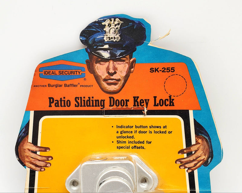 Vintage Patio Sliding Door Lock Keyed Silver Tone Ideal SK-255 Union Made NOS