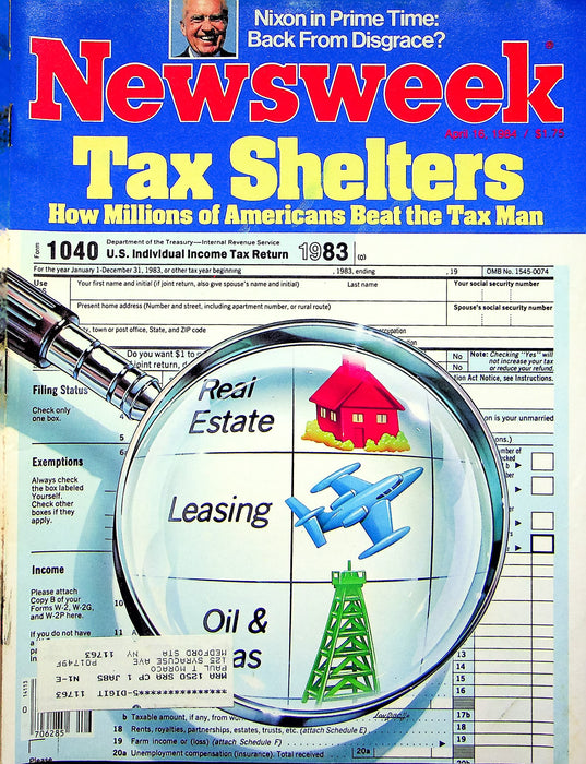 Newsweek Magazine April 16 1984 Richard Nixon Prime Time TV Beating IRS Tax Code