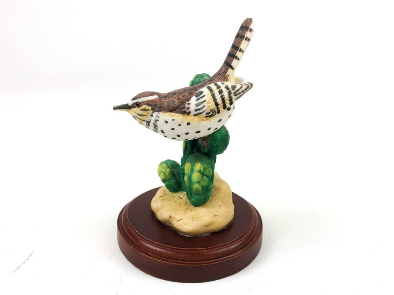 Vintage Thrush Bird Statue Figurine Ceramic Wood Base The Good Company 1989 4