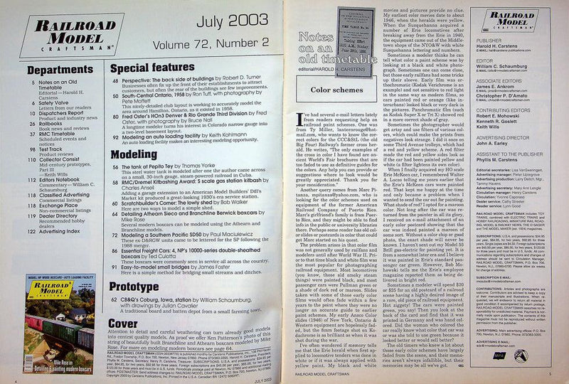 Railroad Model Craftsman Magazine July 2003 Vol 72 No 2 Mike Rose Detailing