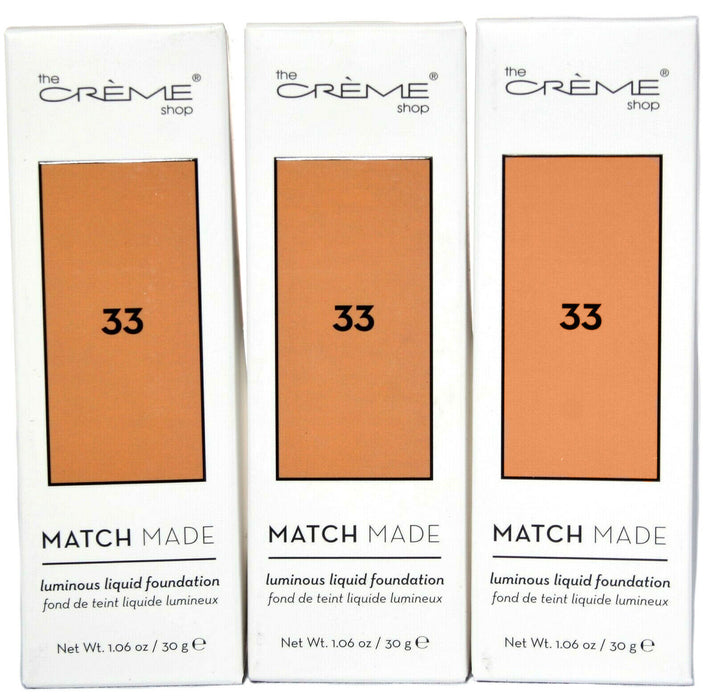 The Creme Shop Match Made Luminous Liquid Foundation 3 Pack You Choose Shade...