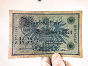 1000 & 100 Mark Reichsbanknote April 1910 Germany WWI Red Green Seals Lot of 3 6