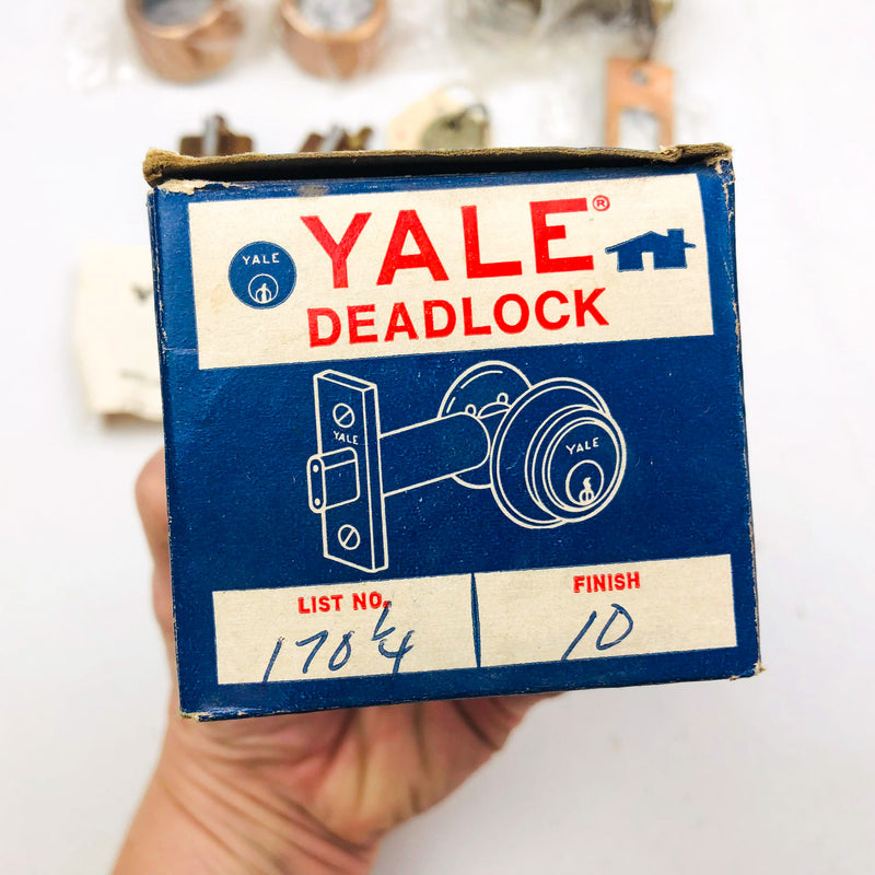 Yale Tubular Mortise Deadlock 6 Pin Cylinder Locks 170 1/4 US10 Satin Brass NOS