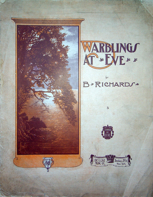 Sheet Music Warblings At Eve B Richards 1912 De Luxe Music Co Romantic Piano 1