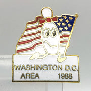 Vintage Bowling Lapel Pin Washington DC Area 1988 Running With American Flag 1