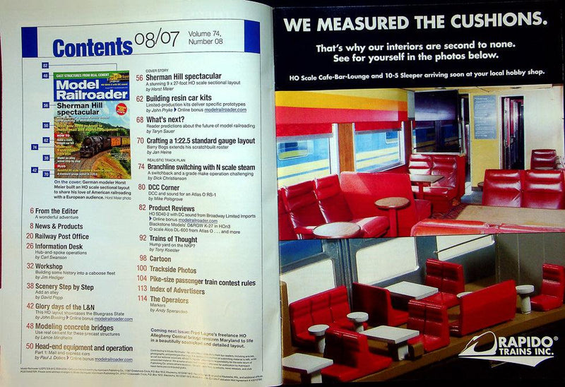 Model Railroader Magazine August 2007 Vol 74 No 8 Sherman Hill Spectacular