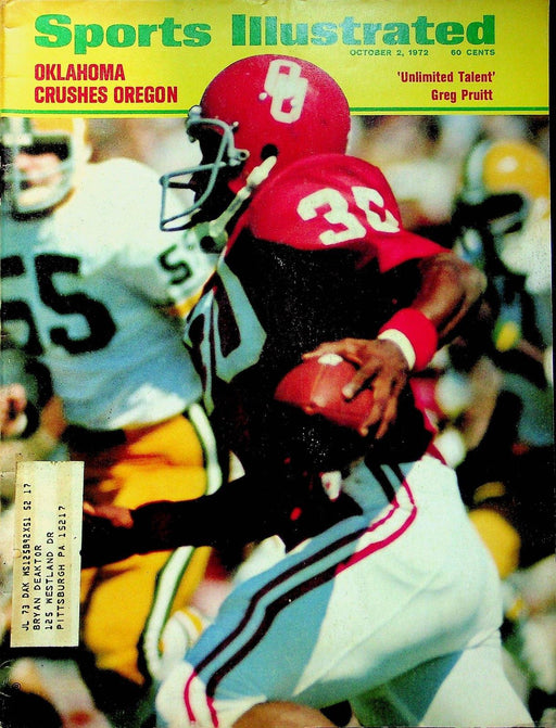 Sports Illustrated Magazine October No 14 1972 Oklahoma Crush Oregon Greg Pruitt 1