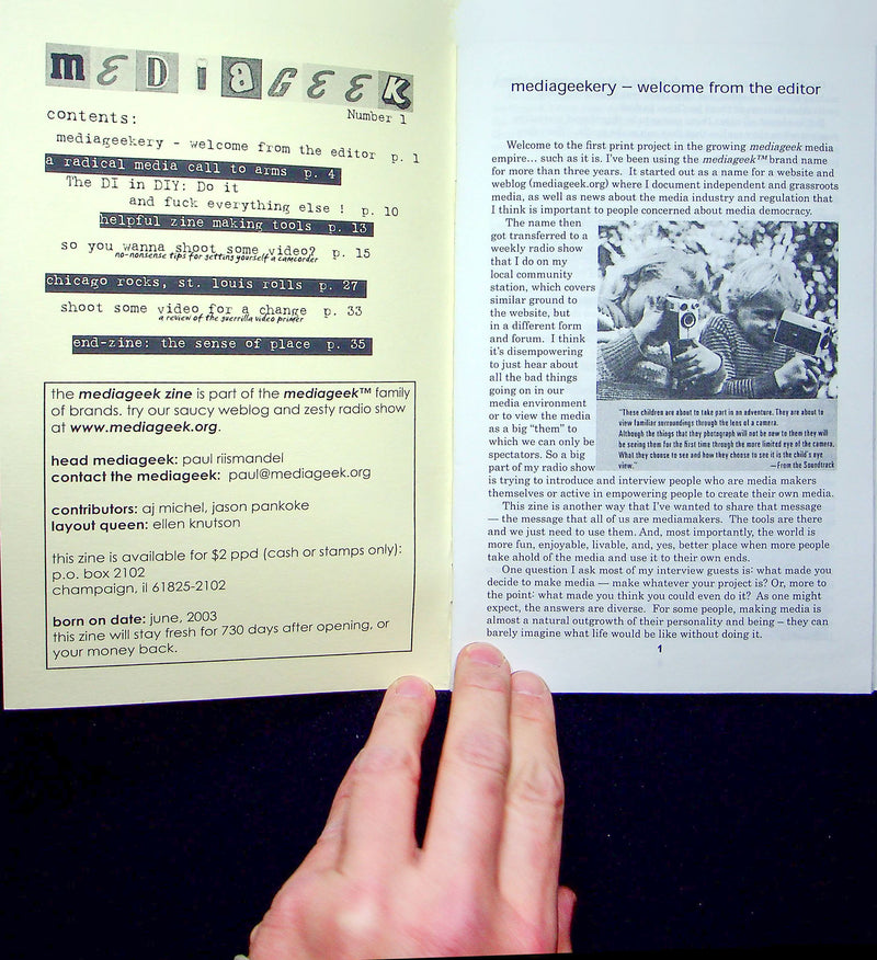 Mediageek Zine Number 1 Call To Arm Mediageekery Midwest Indie Scene DIY Culture