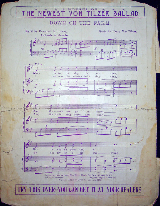 Sheet Music Down Where The Swanee River Flows Harry Von Tilzer 1903 V Levick 3