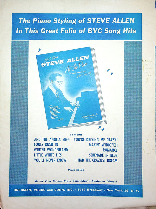 Sheet Music Tonight You Belong To Me Lawrence Welk Billy Rose Lee David 1953 3