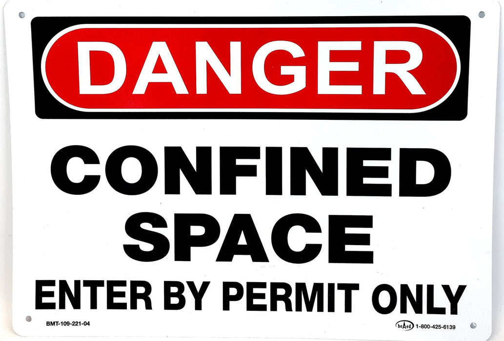 Danger Confined Space Sign Plastic Enter by Permit Only OSHA 14" x 10" 1