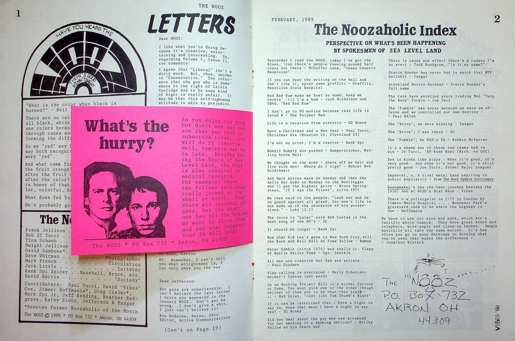 The Nooz Magazine Feb 1989 Liberal Alternative Akron Ohio The Rolling Stones