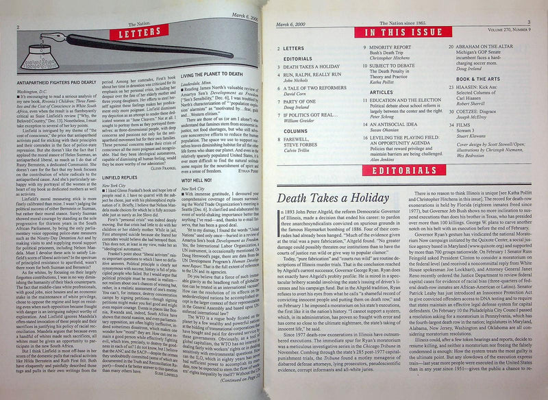 The Nation Magazine March 6 2000 President Bush Death Trip Ralph Nader Run