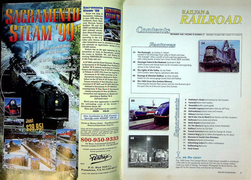 Railfan & Railroad Magazine December 1999 Vol 18 No 12 1999 Cover One Contest