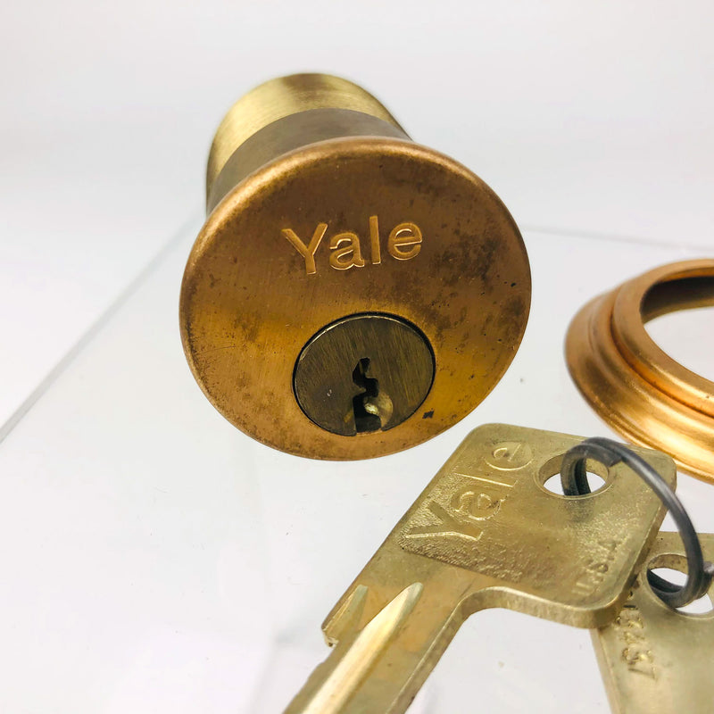 Yale Mortise Cylinder 1152 1-3/4" US10 Satin Bronze 6 Pin New Old Stock NOS Cpy2
