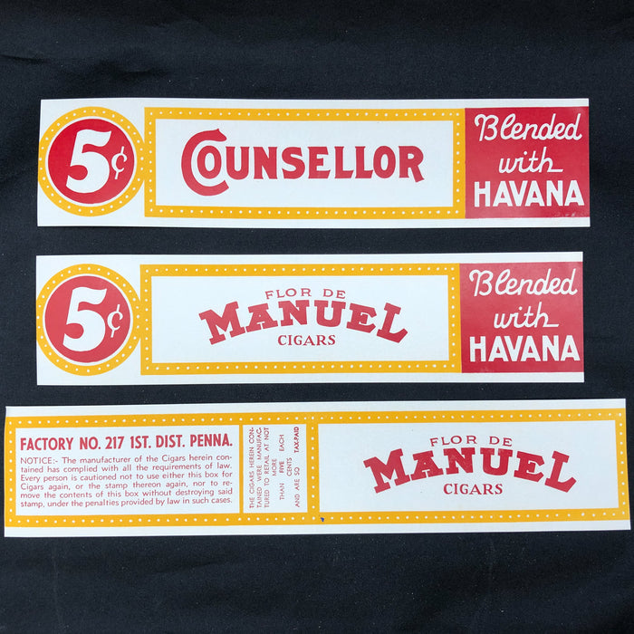 Flor De Manuel Cigar Label Box Wrapper Original Unused Blended with Havana