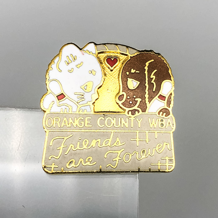 Womens Bowling Association Pin Pinback WBA Orange County Friends Are Forever Cat