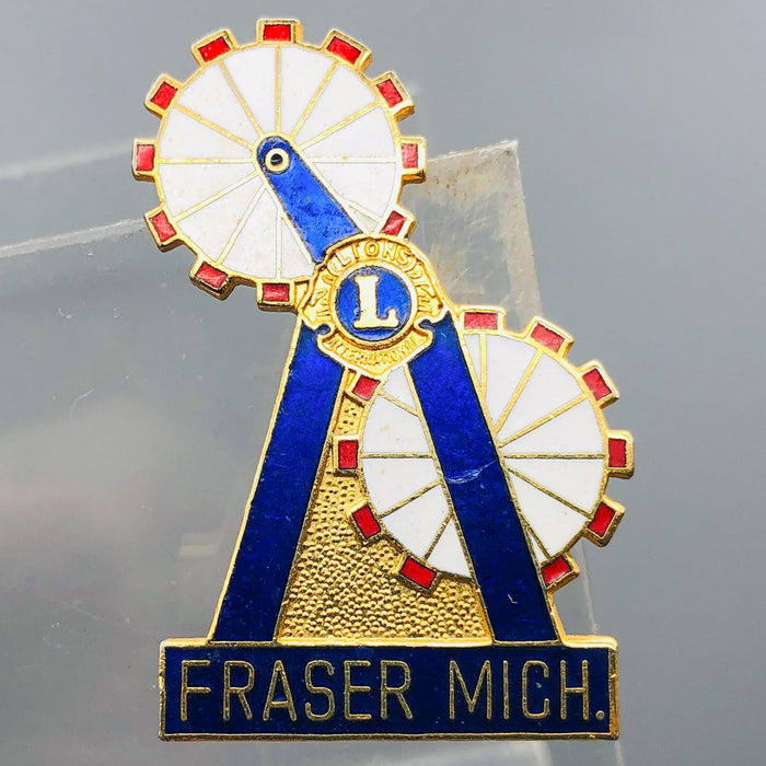 Vintage Lions Club Lapel Pin Pinback Fraser Michigan Ferris Wheels Carnival Ride