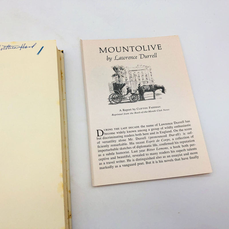 Lawrence Durrell Book Mountolive Hardcover 1959 BCE Zionism Egypt Diplomat 7
