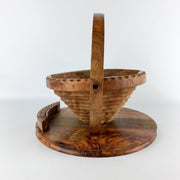 Vintage Carved Wood Collapsible Basket Trivet Saudia Arabia 3